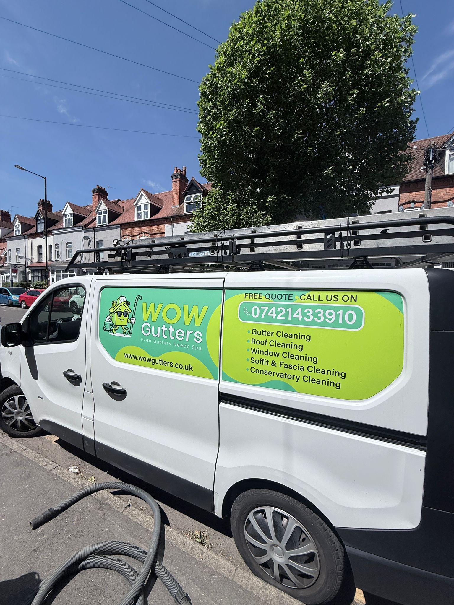 Gutter cleaning in Birmingham with a ground-level vacuum system